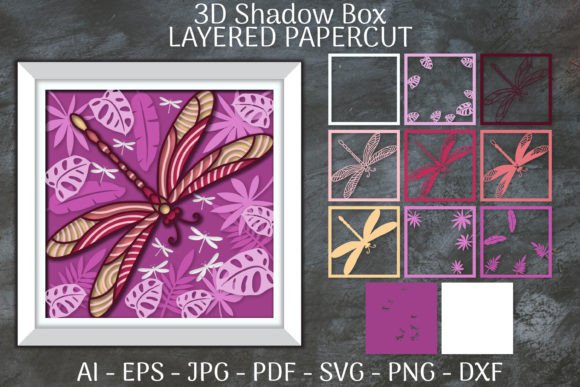 Download Dragonfly and Flowers Layered Paper Cut - Flowers layered paper cut Collection
