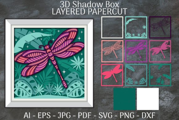 Download Dragonfly and Flowers Layered Paper Cut - Flowers layered paper cut Collection