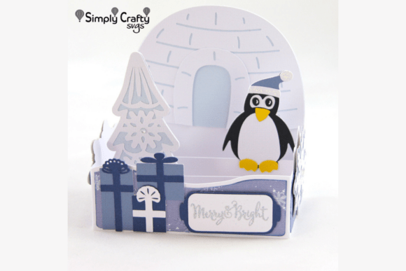 Download Penguin Christmas Box Card SVG - Christmas box Collection