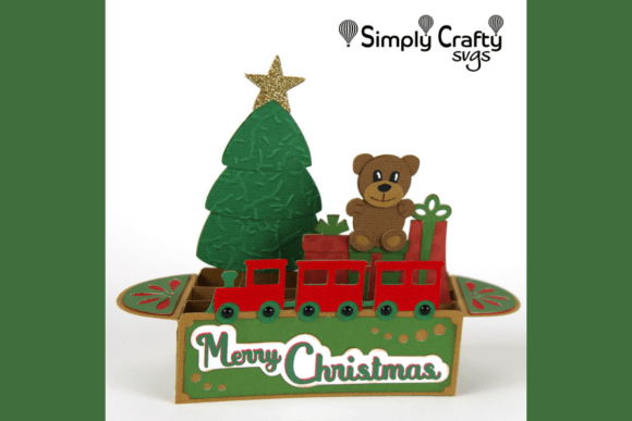 Download Christmas Tree with Train Box Card SVG - Premium Resources