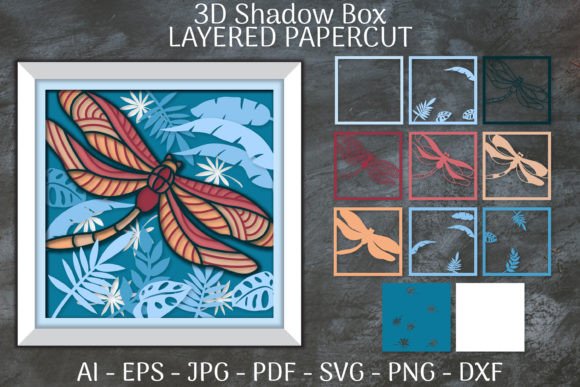 Download Dragonfly and Flowers Layered Paper Cut - Flowers layered paper cut Collection
